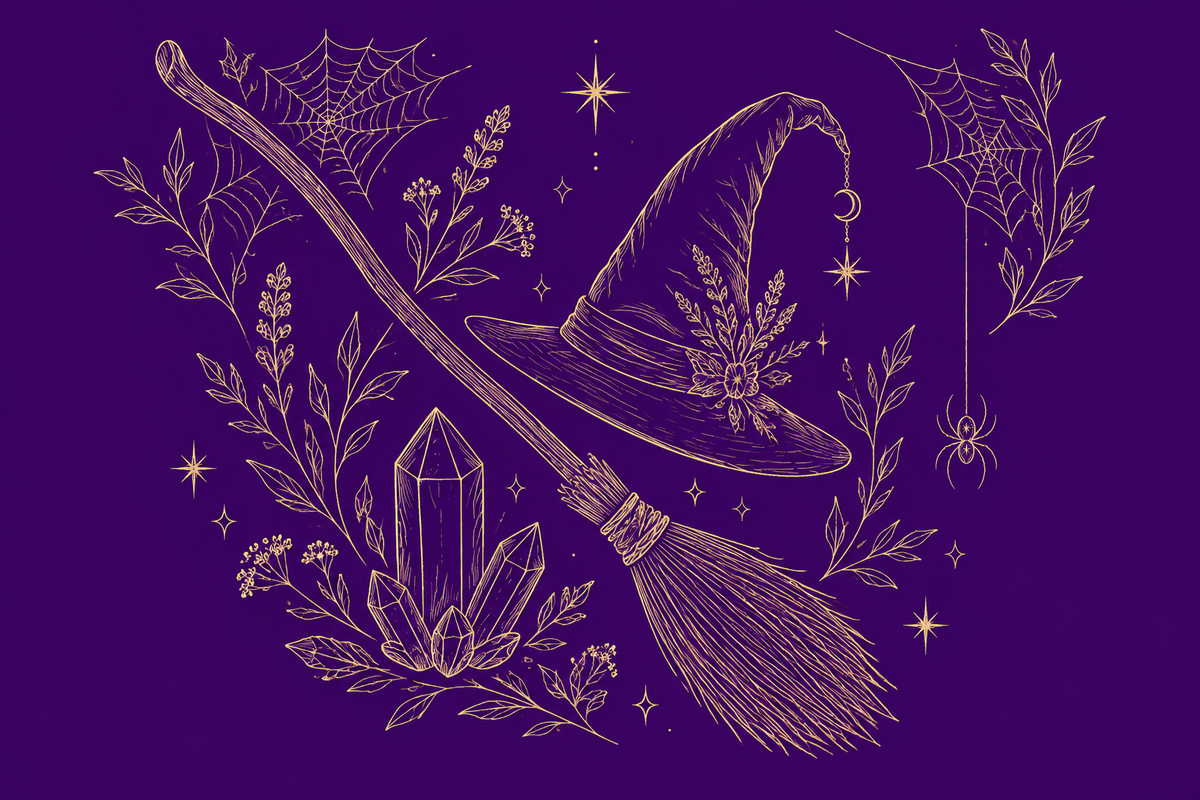 Witchy Line Drawing Background